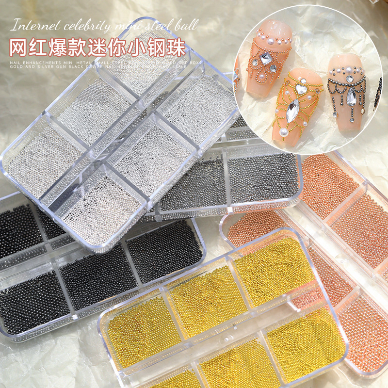 Nail art mini steel ball 0.4mm small size gold silver metal ball 0.6mm mixed nail decoration diy Nail art mini steel ball 0.4mm small size gold silver metal ball 0.6mm mixed nail decoration diy