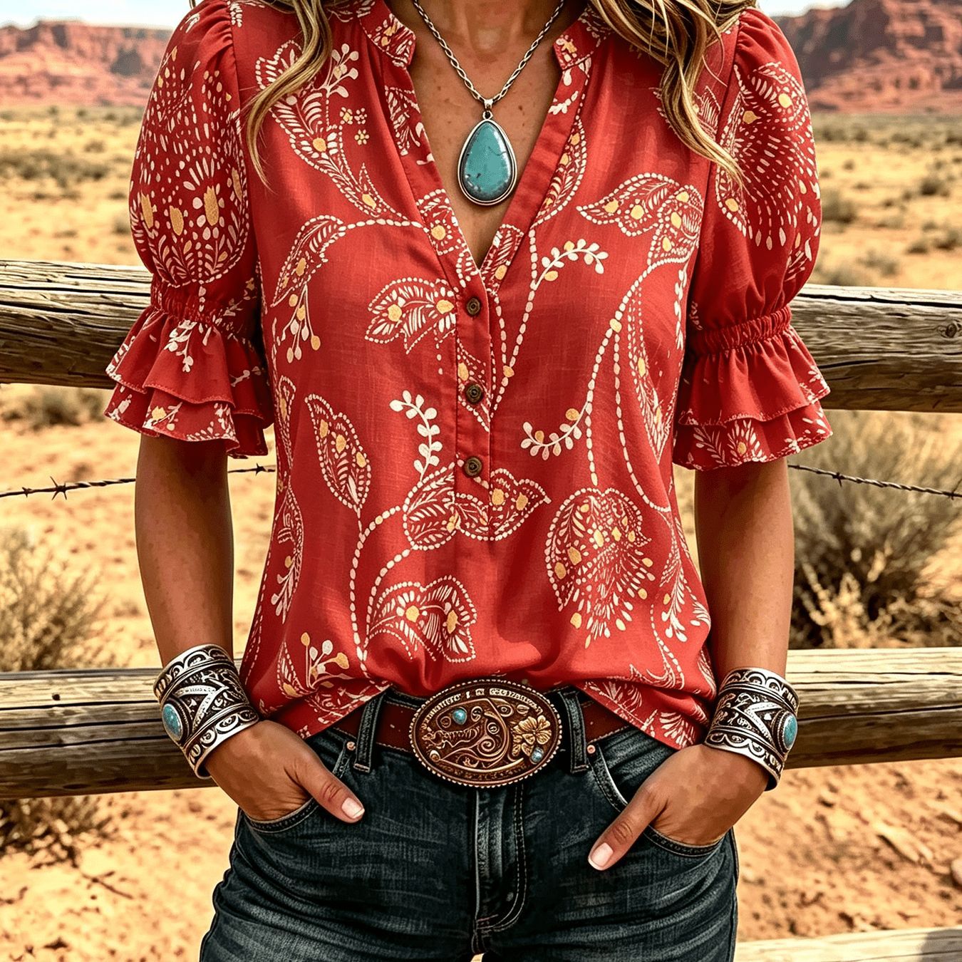 Transfronterizo exclusivo para camisas de impresión vintage mujeres sueltas de cuello en V de manga corta chaqueta bohemiana Europa y América nuevo transfronterizo image 23