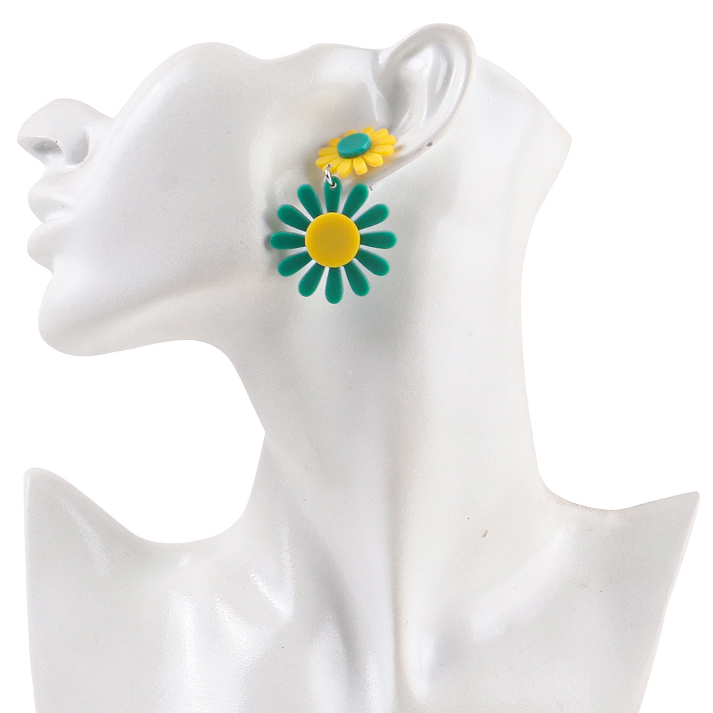 12g Weight Drop Earrings Classification 1 Pair Simple Style Daisy Plating Arylic Drop Earrings