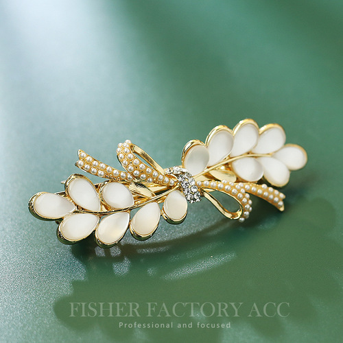 Korean-style cat-eye spring clip sweet bow hair clip large size side clip one-piece clip elegant hair pin hair accessory