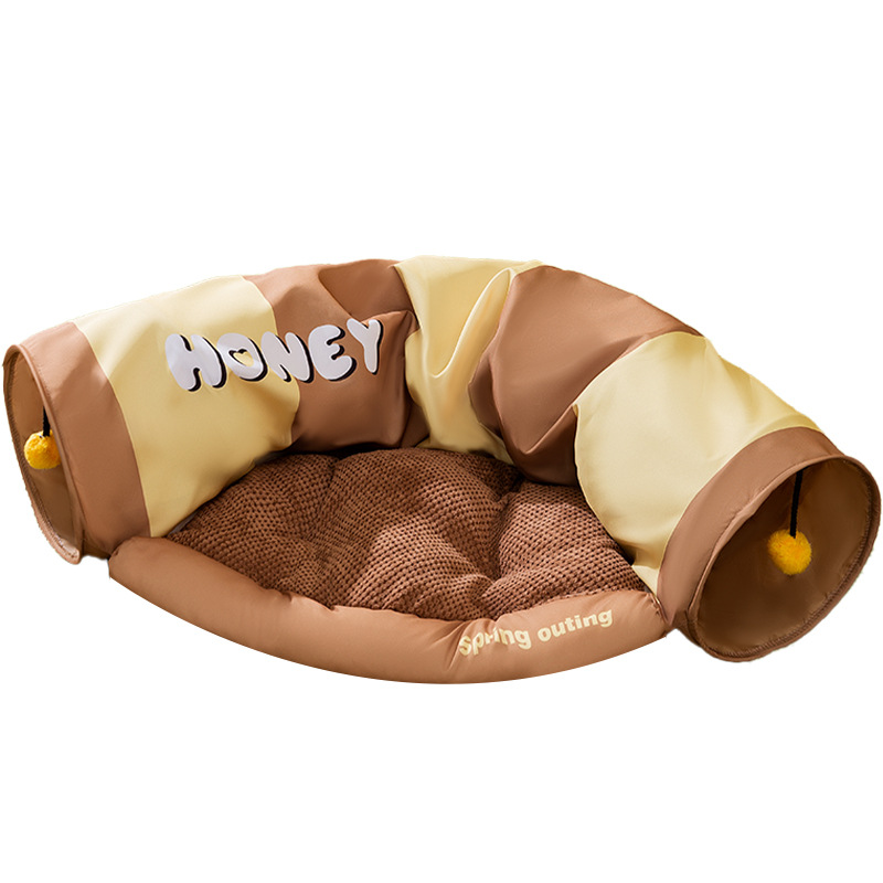 Jugar y dormir en cuatro estaciones, seguridad plegable, laberinto, túnel de gatos, nido de gatos desmontable y lavable, piso rodante, nido de mascotas