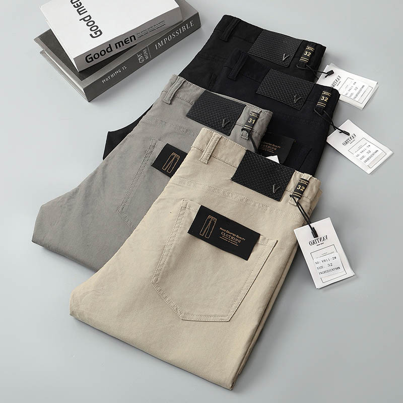 Men's High-end Five-bag Twill Anti-wrinkle Casual Pants Summer Thin Simple All-match Loose Straight Pants for Men