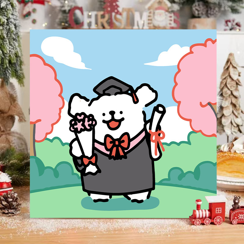 ライン子犬デジタル油絵 diy 手描き落書き漫画かわいい癒しの装飾メーカー卸売|undefined