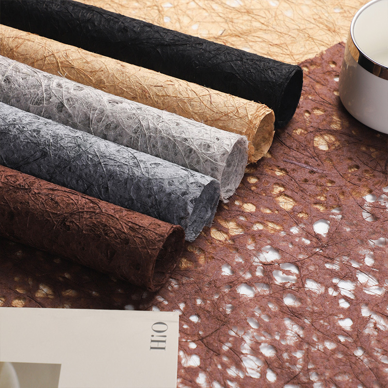 Papel de ensueño hueco de Xiyu Papel de fibra de seda de cáñamo Papel de macarrón de ensueño de alta calidad Papel de arte de flores de embalaje diye hecho a mano