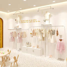 童装店展示架上墙组合不锈钢货架服装店儿童衣服陈列架女装挂衣架