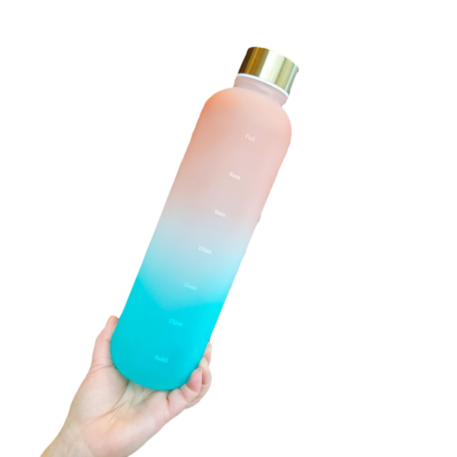 Colorido gradiente de color helado gran capacidad botella agua práctico simple bebida directa portátil fitness deportes 1000ml