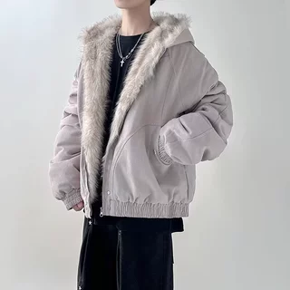 百搭慵懒新款座山雕毛领短款棉衣简约潮流原宿流行时尚日系男生款