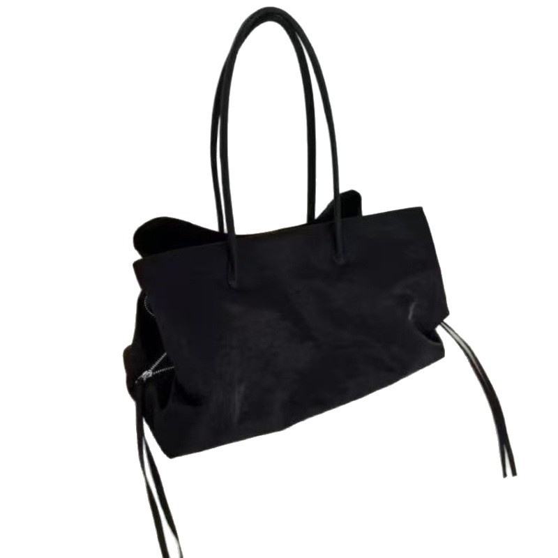 Black Minimalist Large Capacity Tote Bag, Multi-Compartment Waterproof Nylon Laptop Bag, Gym Bag, Unisex Handbag & Shoulder Bag - Thumbnail 5