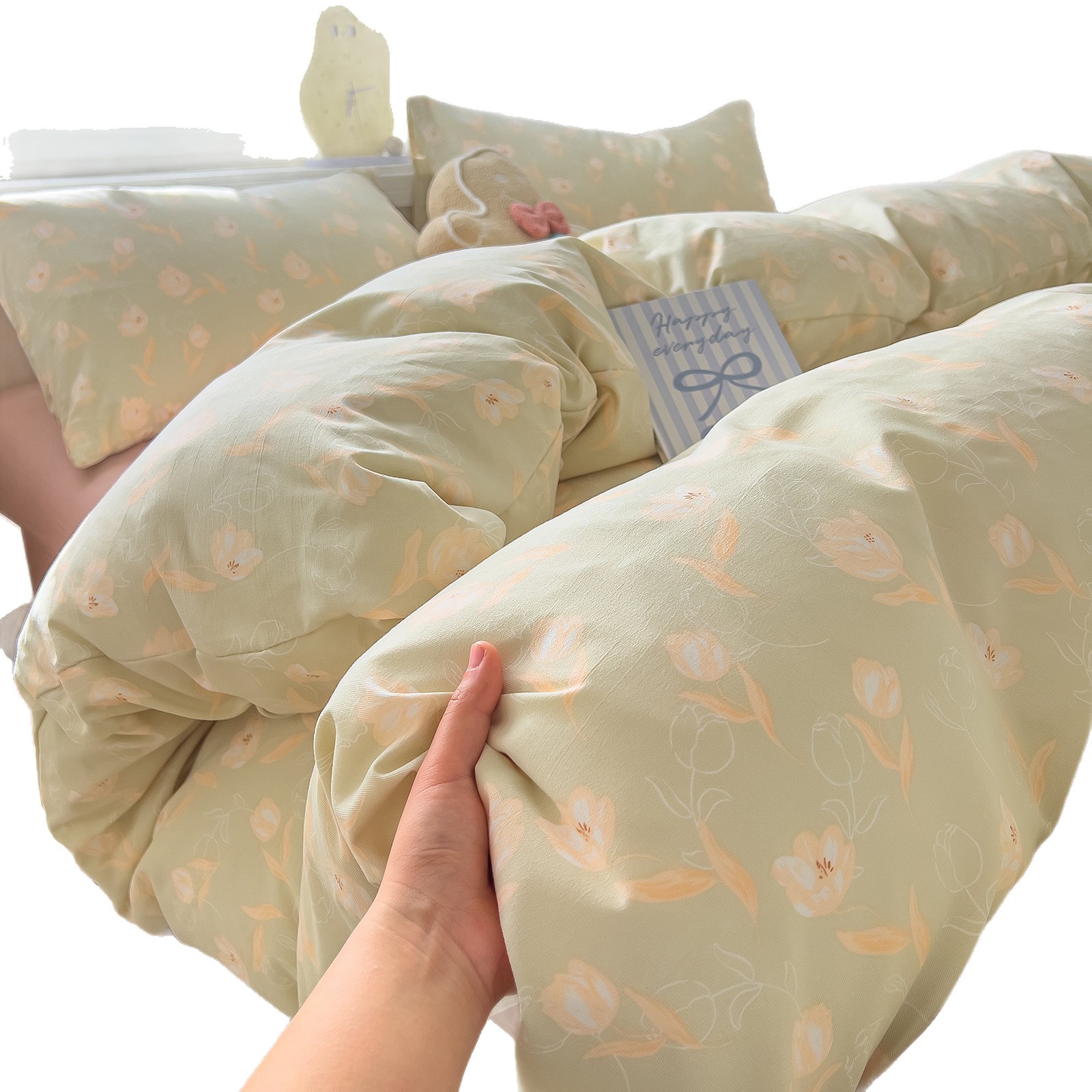 Madre y bebé clase A dormir desnudo algodón cuatro piezas cubierta sábanas de cama super suave cama dormitorio gaza tres piezas