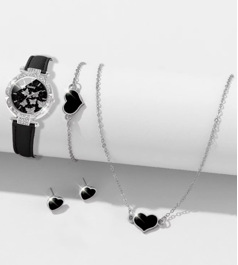 실버 블랙 + 블랙 러브 팔찌 + 블랙 러브 액세서리 (반지 없음)