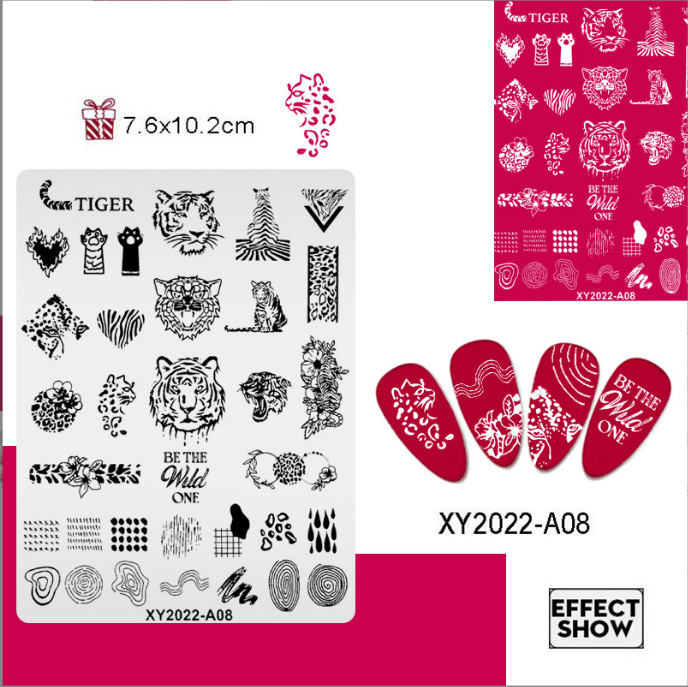 Placa de transferencia de acero inoxidable especial para arte de uñas transfronterizo, placa de impresión con película azul, placa de acero, serie de impresión de silicona