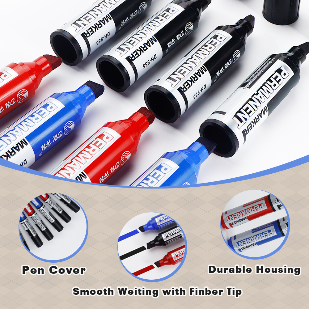Transfronterizos 10MM pluma multi-sección marcador conjunto impermeable no se desvanece conveniente pluma de cabeza grande negro no borrable pluma negra