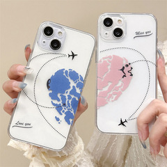 Heartfelt Design iPhone 14 Case Couple Apple 13 Pro Max Transparent Soft Case 15 Personalized Creative Anti-Slip