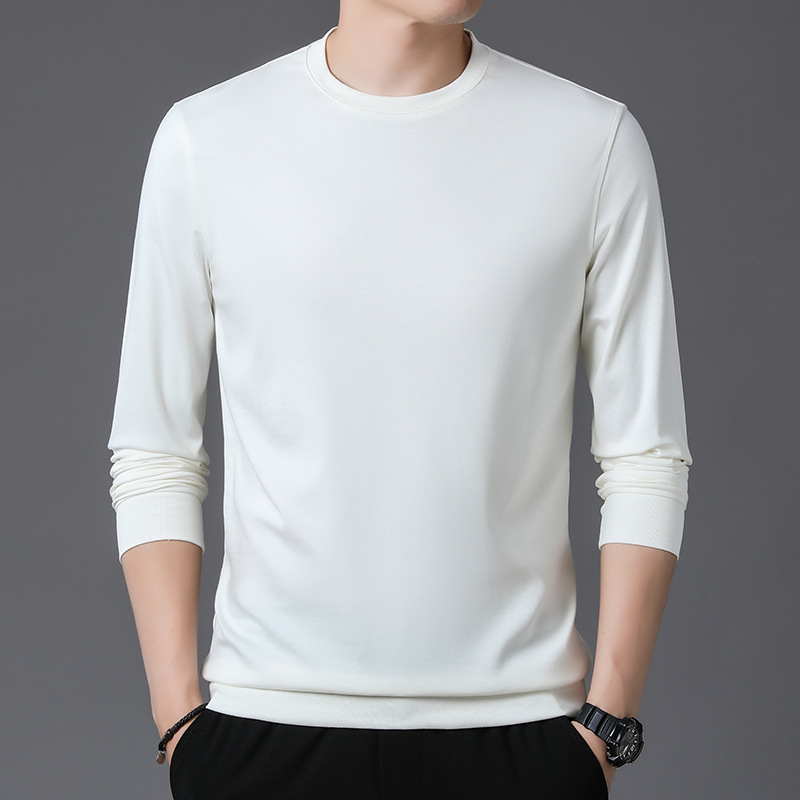 Factory Store Solid Color Men's Underwear Base Long Sleeve Sweatshirt T-shirt Men's Spring and Autumn New Round Neck Casual Top