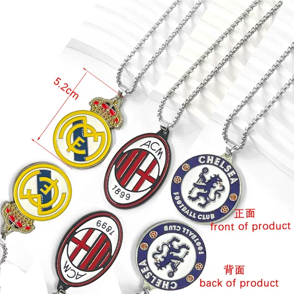 Chelsea Barcelona Real Madrid Paris Ac Milan Messi Ronaldo Football Necklace Pendant Colorful Alloy Fan Gift