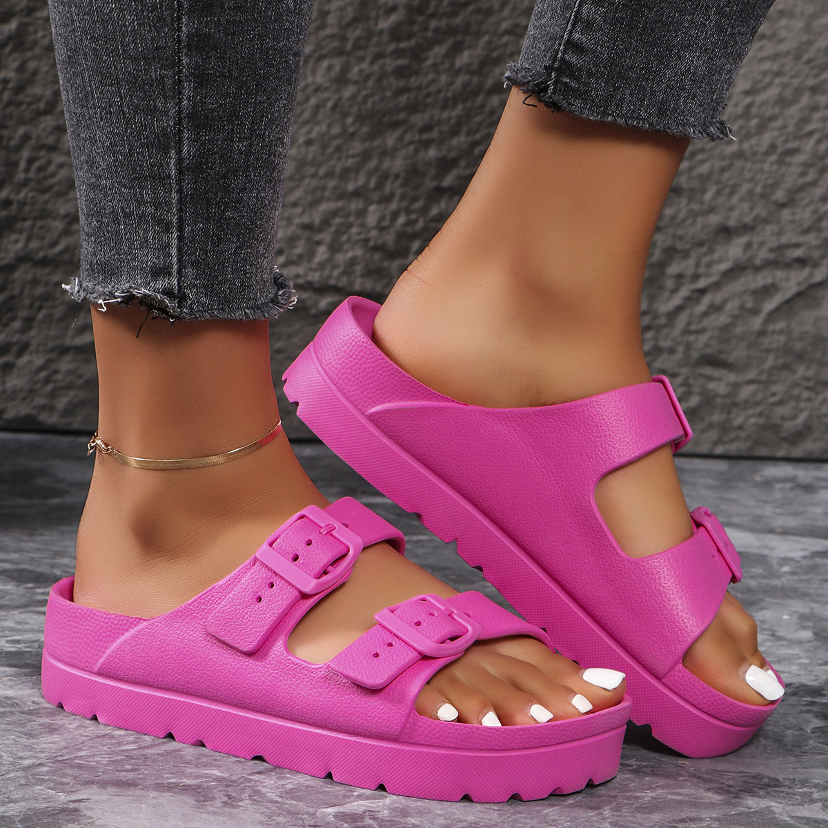 Nuevas zapatillas eva multicolores, sandalias de plataforma para mujer, antideslizantes de todo fósforo, cómodas sandalias y zapatillas de playa con hebilla ajustable