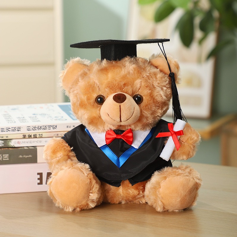 Graduation Doctor Bear Puppy se puede imprimir logotipo maestro de licenciatura Teddy Bear muñeca regalo de graduación