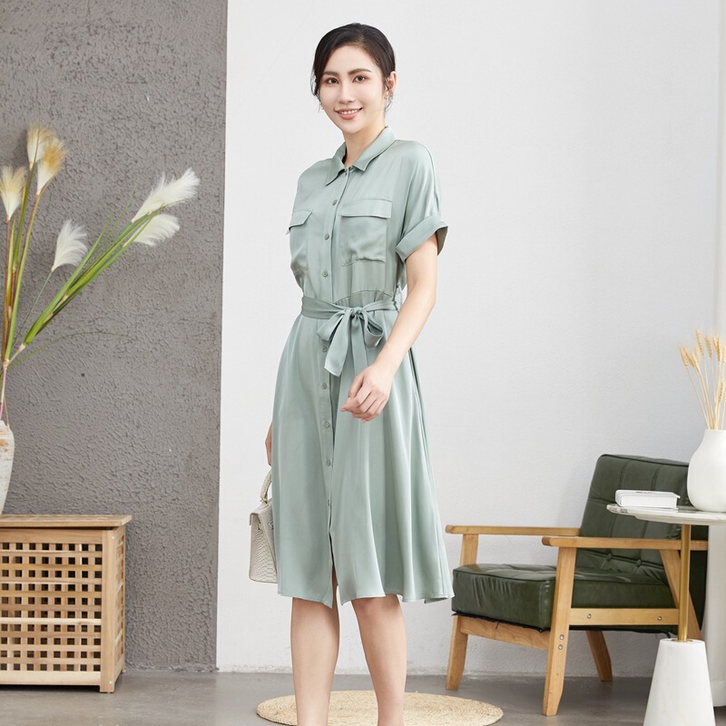 New Silk Dress Women's Waist-Cinching Mulberry Silk Long Skirt Design Niche Women's Mid-Length Skirt Summer