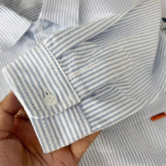 2023 Fall Boys' Striped Cotton Oxford Cloth Korean Style Loose Long-Sleeve Shirt for Big Kids