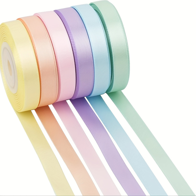 Cross-border 6-roll suit 1cm double-sided polyester ribbon gift box packaging ribbon handmade diy hair accessories Sade material