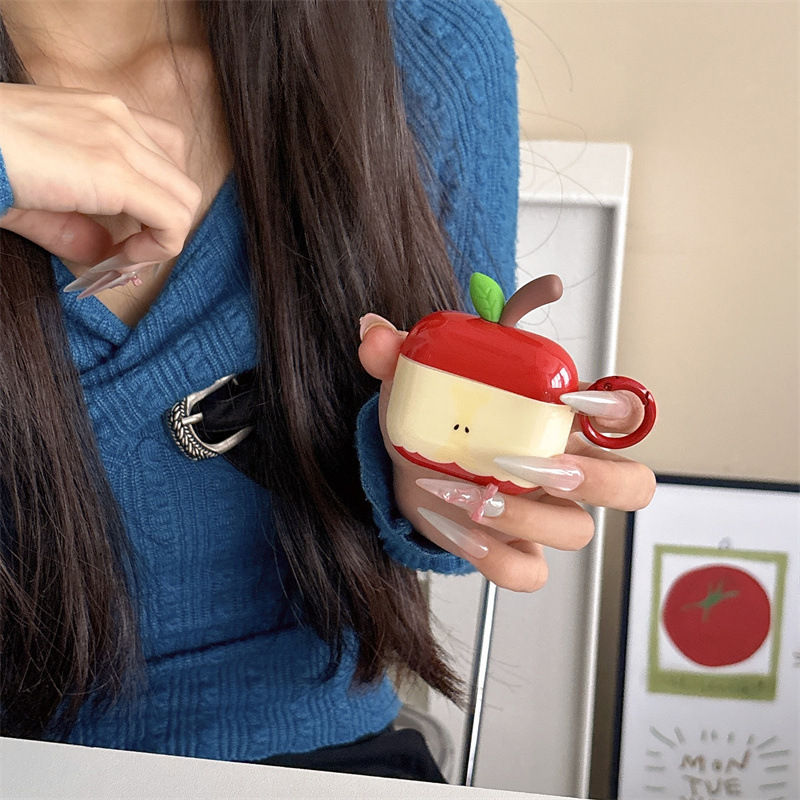 日韓のかわいい立体のリンゴのペンダントはAirpods4/3イヤホンの保護の殻のカバーの2proの2世代の新型を適用します。|undefined