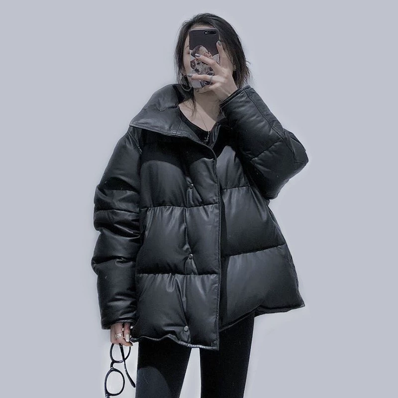 Winter import velvet long down jacket, duck down, mid-length, genuine leather