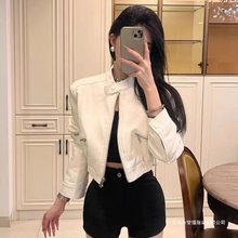 网红美式高腰短款外套皮衣女2025秋季新款帅气小个子机车服皮夹克
