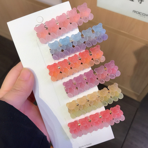 Juice Gummy Gradient Bear Hairpin~New Cartoon Cute Girl Side Clip Sweet Bangs Hairpin Hair Accessories for Women