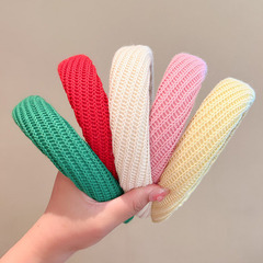 韓版復古氣質針織發箍高顱頂簡約秋冬百搭寬邊外出海綿頭箍髮飾女