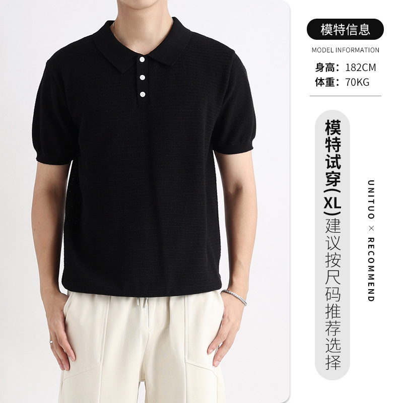 Polo de alta gama para hombre, camiseta de manga corta, solapa casual de moda, chaqueta con cuello Paul, papá verano