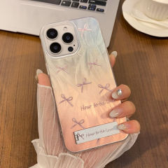 Apple 16PROMAX 携帯電話ケース iPhone15 ハードケース 14 アドバンス 13 大穴 12/X に適したグラデーションリボン