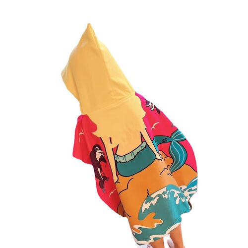 Factory direct sales children's bath towel cloak children's hooded bathrobe cartoon print wearable bath towel wholesale one piece drop shipping