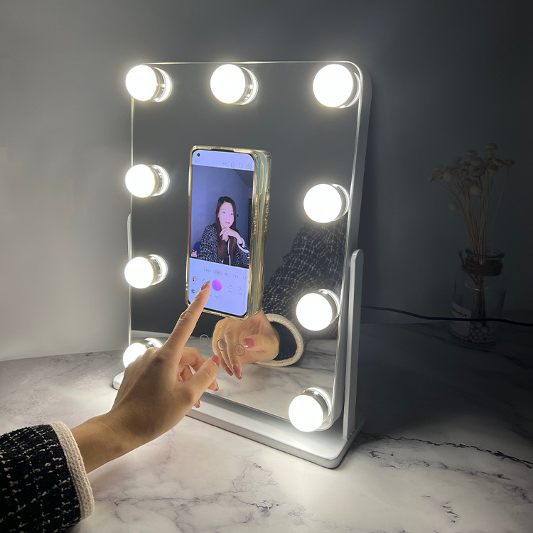 Espejo de maquillaje Hollywood Hollywood Espejo de maquillaje led luminoso de escritorio de Amazon Espejo de maquillaje de tres colores con bombilla