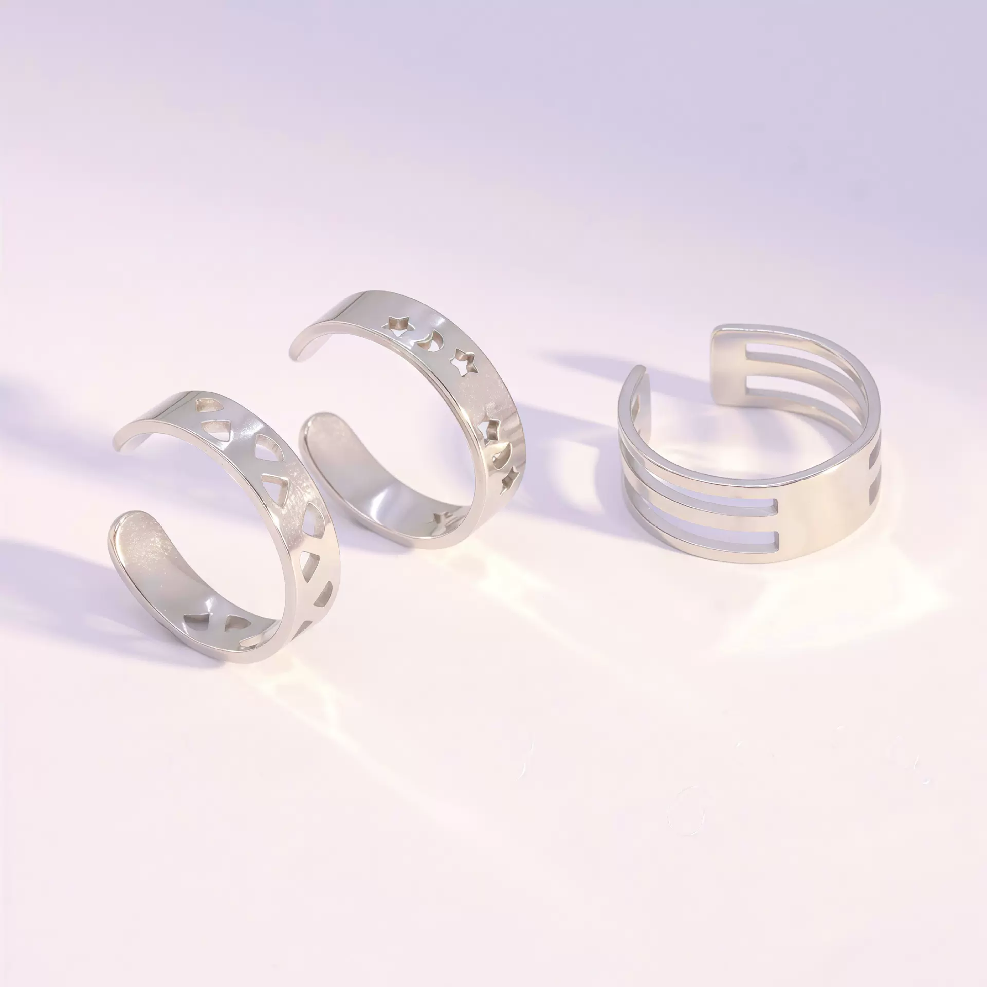 新款韩版ins风不锈钢星星 月亮开口戒指欧美幸运指环戒指现货批发