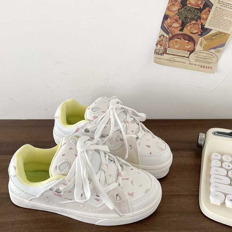 Uncle Xi Cranberry Bread Shoes Women's National Trendy Ins All-match Couple's Casual Sports White Shoes Platform Canvas Board Shoes