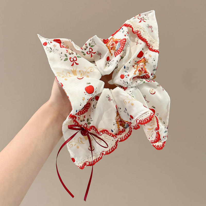 Encaje retro francés, diadema de intestino grueso, mujer 2025, nuevo estilo, cuerda para el cabello, banda de goma, lazo, dulce cuerda para el cabello, accesorios para el cabello