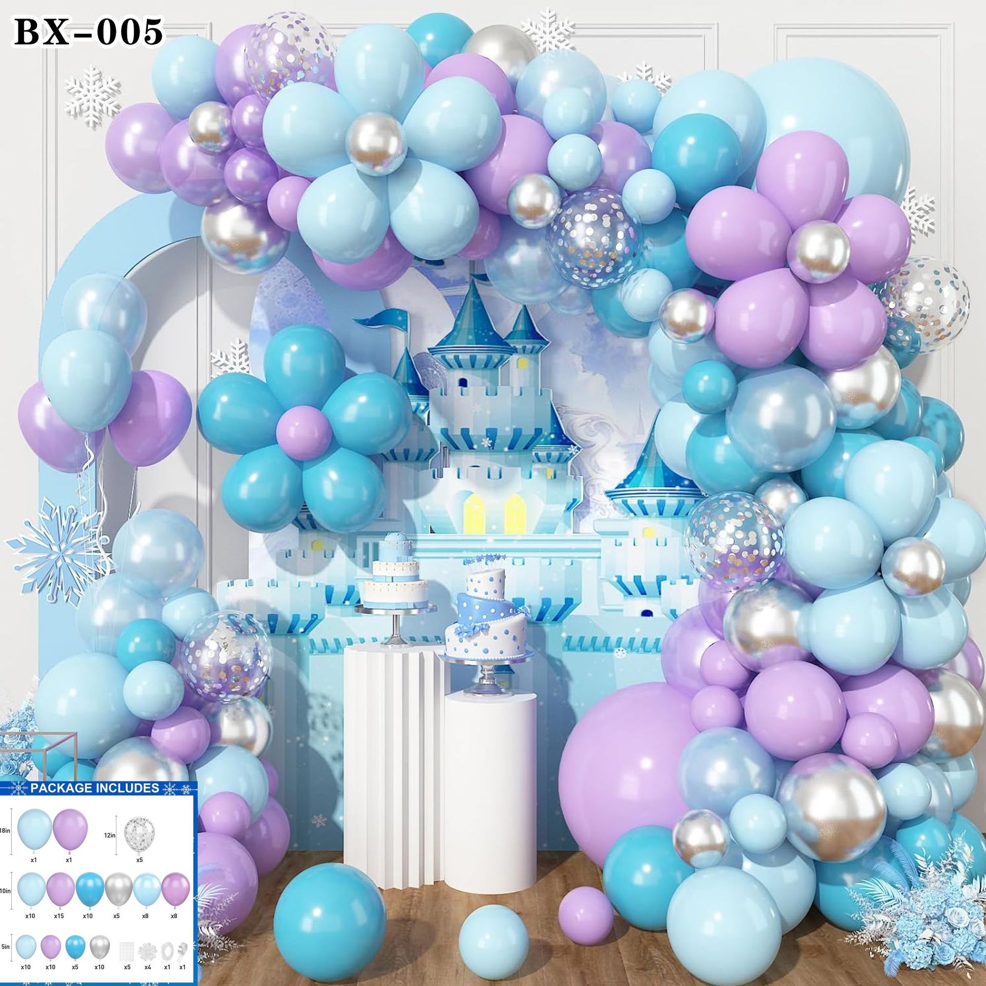Frozen azul tema cumpleaños decoración globo traje princesa niña niños años de edad decoración escena diseño