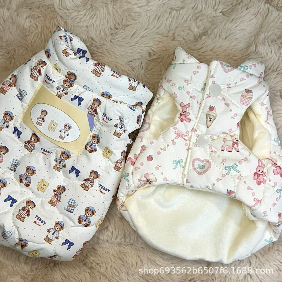 Корейская версия осенней и зимней собаки теплая хлопчатобумажная одежда для домашних животных жилет милый шнауцер Тедди Би медведь