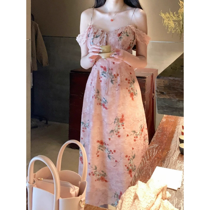 Элегантное платье в стиле ретро с эскизом, чистое желание, сексуальное женственное тонкое платье на подтяжках, новый стиль