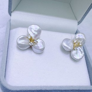 Zhuji Natural Freshwater Pearl Alien Petal Baroque Earrings Niche Design All-match French Earrings for Hair