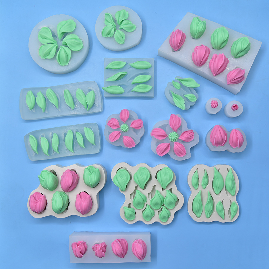 Scraping Knife Flower Saghalia Tulip Leaf Shaped Silicone Mold Baking DIY Cake Mold