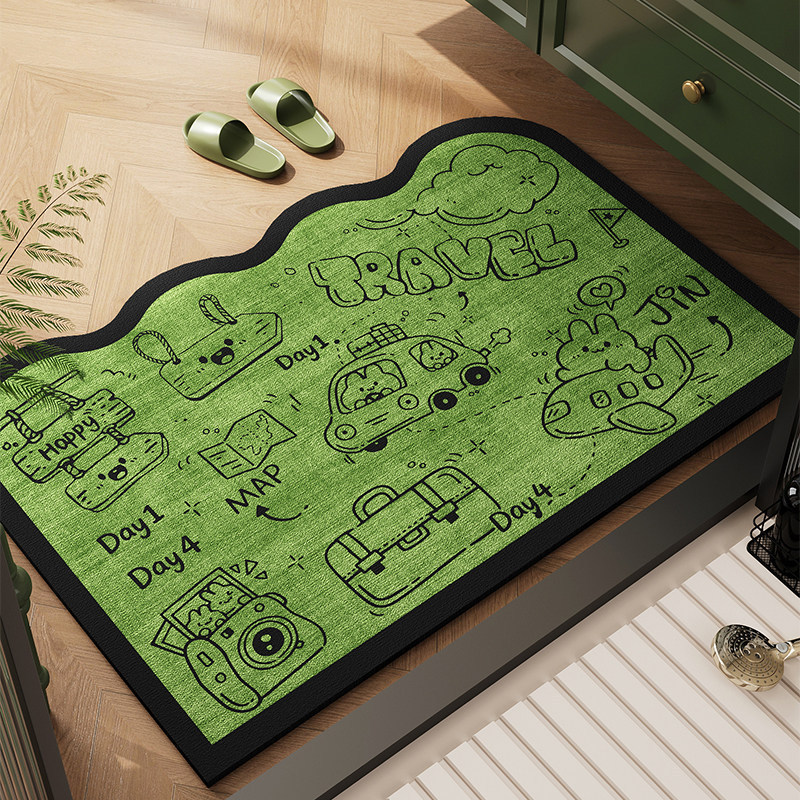 Cartoon Diatomaceous Earth Floor Mat for Entryway, Water-Absorbent, Dirt-Resistant, Wear-Resistant Mat for Bathroom and Toilet, Non-Slip Mat