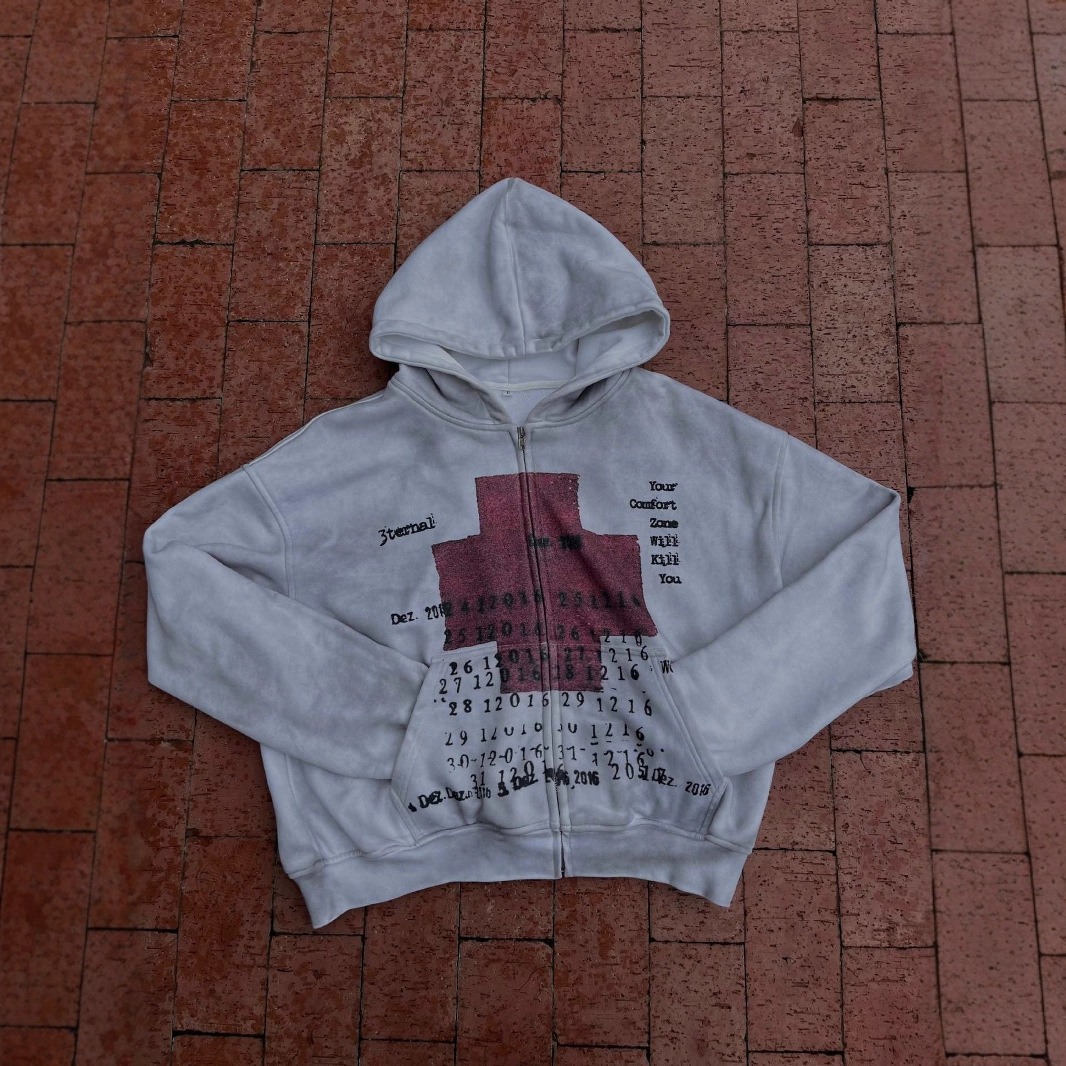 Otoño y invierno transfronterizos estilo europeo y americano al por mayor personalidad impresa chaqueta encapuchada vintage moda callejera y2k camisa de manga larga