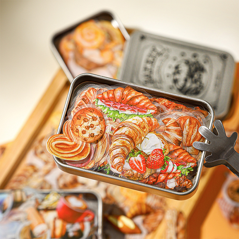 Ketchup chica caja de hierro PET pegatinas pan pan pan de gran capacidad tema pegatinas de película de corte de cuentas