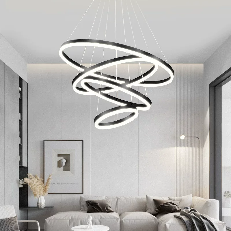 LED Ceiling Lamp Modern Creative, Ring Panels 40–100 cm, Warm/Neutral/White, Remote Option
