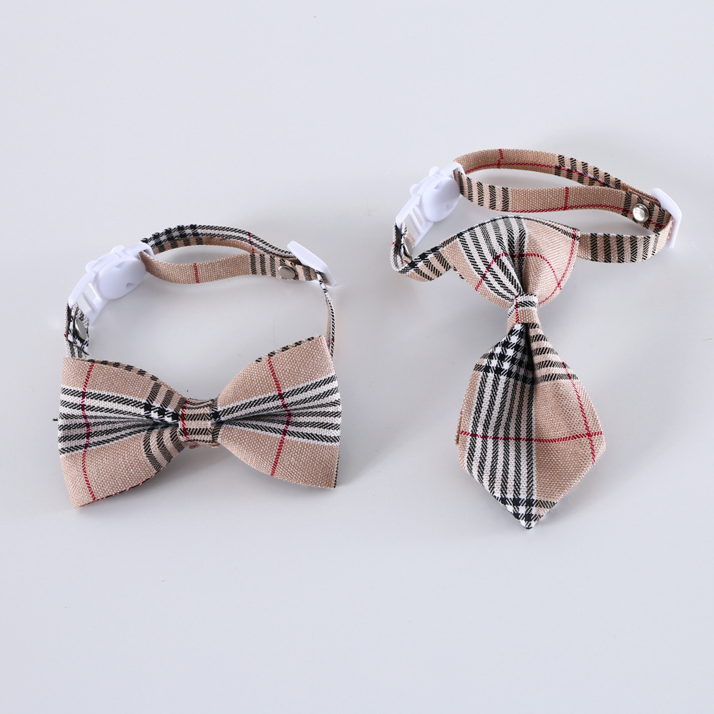 Pet British gentleman plaid striped bow tie collar cat dog antisuffocation accessoriespicture2