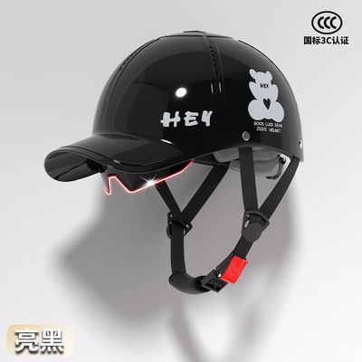 Peaked Cap Half Helmet National Standard Motosiklet kaskı (dəbilqə) - glossy-black-hey
