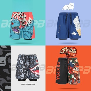 Men's Swimming Anti-Embarrassment Double-Layer Swimming Trunks Quick-Drying Swimsuit Water Park Seaside Hot Spring Vacation Hawaiian Pants