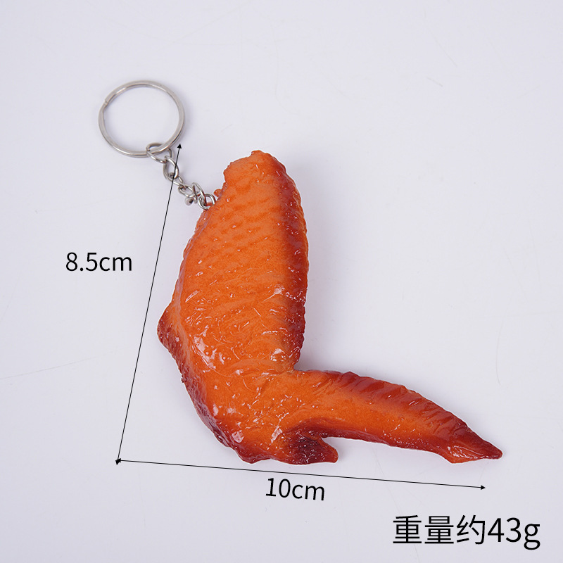 En stock simulación patatas fritas pollo frito llavero pollo pierna alitas de pollo modelo de comida y jugar hamburguesa accesorios adornos de juguete
