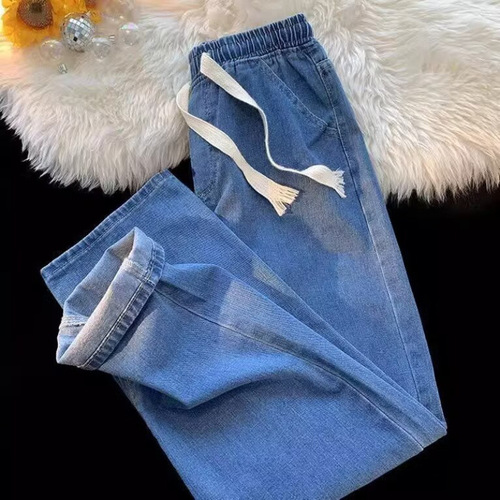 Southeast Asia live broadcast hit summer jeans mopping pants for men's American high street casual pants loose straight long pants